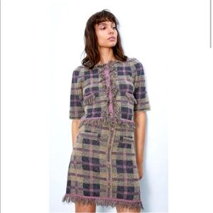 Zara plaid fringe skirt and top — matching set
